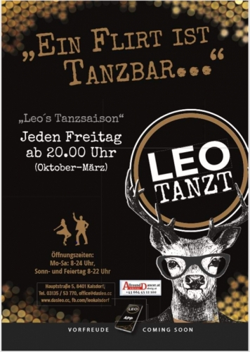 LEO Bar Restaurant Cafe Kalsdorf jeden Freitag mit Allrounddancer Saison 2019 2020 Infos 06644512100