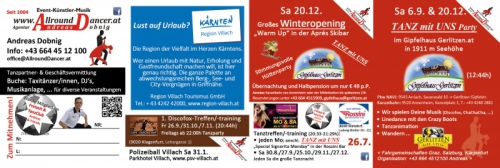 2004 AllroundDancer Region Villach Kärnten Gurkerwirt Mambo Rossini Gerlitzen Sa 6.9. + Winteropening SA20.12! Polizeiball 31.1.