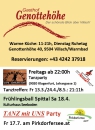 Gurkerwirt Fr13.3./24.4./8.4. Tanztreffen um 21h_Genottehöhe Restaurant Vill_Frühlingsball Spittal 18.4._Pirkdorfersee Fr.17.7. 