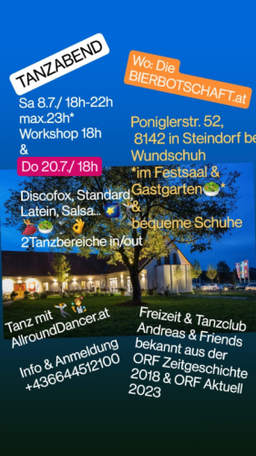 Bierbotschaft Sa 8.7. um 18h und  Do 20.7. um 18h in Wundschuh Gastgarten Info 06644512100 Buche deinen Taxitänzer oder Dj  fürA