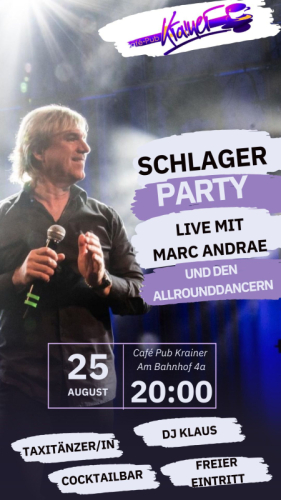 Cafe  Krainer Marc Andrae Live Discofox u.Workshop ab Fr. 25. u. 27.8. u. 15.9.  u.AllroundDancer Taxitänzer Info 06644512100