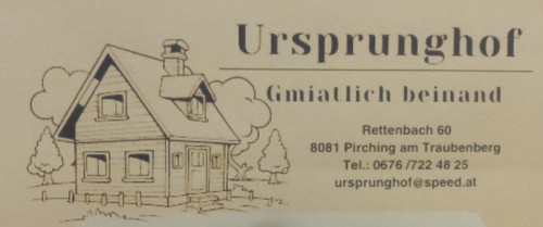  Ursprunghof Gmiatlich beinand Rettenbach 60, 8081 Pirching am Traubenberg  Logo