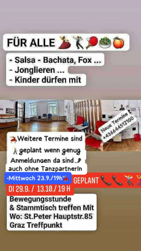 Nachbarschaftszentrum NBZ St.Peter Graz Sep Okt26 Info +436644512100 Andreas Freizeit Tanzclub Graz Tanzen Tanzabend für ALL