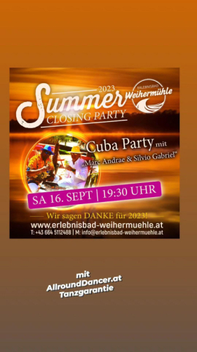 Cuba Party 16.9. Erlebnisbad  Weihermühle mit Marc Andrae und den AllroundDancer dancer