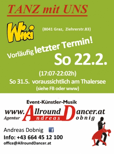 Wiki Letzter Abend Sonntag 22.2.  um 17:07 oder  (So 31.5. sonst am Thalersee um 17h Info T. 06644512100 